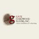 Logo of Gate Hardwood Floors, Inc. with stylized 'g' and wood texture background.