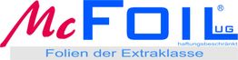 Logo der Firma McFoil: Text "Folien der Extraklasse", blau und rot gestaltet.