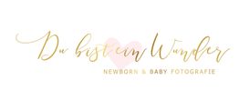 "Logo mit Text: Du bist ein Wunder. Newborn & Baby Fotografie, mit Herzsymbol im Hintergrund."