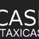 Logo Taxi Caserta su sfondo nero con testo "SERVIZIOTAXICASERTA.IT" in bianco.