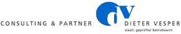 Logo mit Schriftzug: "Consulting & Partner Dieter Vesper, staatl. geprüfter Betriebswirt".