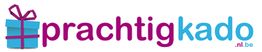Logo van Prachtigkado.nl.be met een blauw cadeau-icoon en gekleurde tekst.