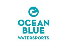 Logo von Ocean Blue Watersports mit stilisiertem Wasserwellen-Design.
