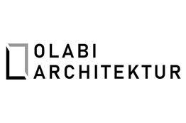 Logo mit Text "OLABI ARCHITEKTUR" und einem stilisierten, offenen Türrahmen links vom Text.