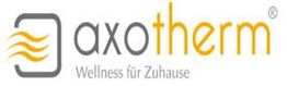 Logo von Axotherm mit grauem und gelbem Text: "Wellness für Zuhause."