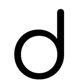 Schwarzer Buchstabe "d" auf weißem Hintergrund.