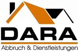 Logo von DARA Abbruch & Dienstleistungen mit orangenem Dach-Symbol.