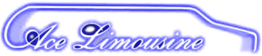 Logo with "Ace Limousine" in cursive and a stylized blue car outline.