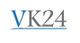 VK24-Logo mit blauen und grauen Buchstaben und unterstrichenem blauen Strich.