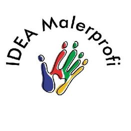 Buntes Handabdruck-Logo mit Text "IDEA Malerprofi" darüber.