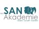 Logo der SAN Akademie mit Silhouetten und dem Slogan „wissen - schafft - karriere“.