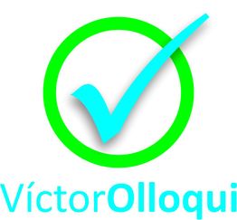 Logotipo con círculo verde y marca de verificación azul. Texto: "Víctor Olloque".