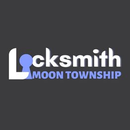 "Locksmith Moon Township logo with keyhole design on 'L' against a dark background."
