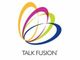 Logo: Farbig verwobene Ovale mit dem Text "Talk Fusion" darunter.