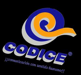 Logo de CÓDICE con espiral azul y naranja y texto "comunicación con sentido humano".