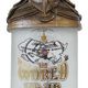 Vodkaflasche mit Helm-Design, Aufschrift "The World Khan", 40% Alkohol, 1 Liter.
