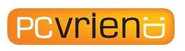 Oranje logo met de tekst "PCvriend" in zwarte letters.