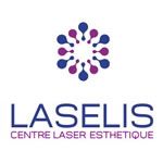Logo Laselis avec motif floral violet et texte "Centre Laser Esthétique" en dessous.