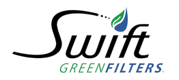 "Swift Green Filters logo with stylized text and leaf design."