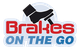 Foot pressing brake pedal, text: "Brakes On The Go".