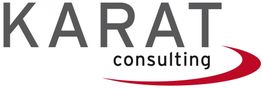 Logo "Karat Consulting" mit rotem Bogen darunter.