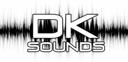 Logo mit „DK Sounds“ vor schwarzen Schallwellen auf weißem Hintergrund.