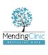 Mending Clinic logo with a tree of blue heart-shaped leaves, text: "Restoring Hope."