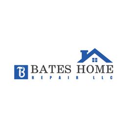 Logo of Bates Home Repair LLC with a house roof design and a stylized "B" in blue and black.