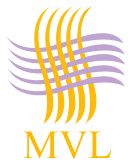 Ein Logo mit geschwungenen Linien in Gelb und Lila, darunter die Buchstaben "MVL".