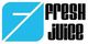 Blaues Logo mit stilisiertem "F" und dem Text "Fresh Juice" in schwarzer Schrift.
