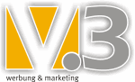 Logo mit gelben "W3" und grauem Text "werbung & marketing" unten.