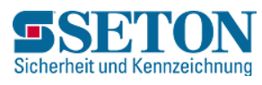 SETON-Logo mit Slogan "Sicherheit und Kennzeichnung" in blauem Text auf weißem Hintergrund.