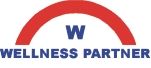 Logo: Ein roter Bogen über einem blauen "W", darunter der blaue Text "WELLNESS PARTNER".