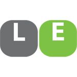 Buchstaben "L" und "E" in quadratischen Feldern, grau und grün gefärbt.