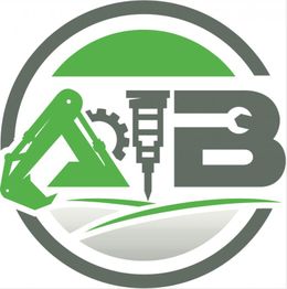 Logo mit grünem Bagger, Zahnrad und Buchstaben "TB" in grau, umgeben von grünem Kreis.