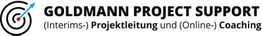 Logo von Goldmann Project Support mit Text zu Projektleitung und Coaching.