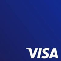 Logo da Visa em fundo azul.
