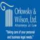 Law firm logo with text "Orlowsky & Wilson, Ltd. Attorneys at Law" on a blue background.
