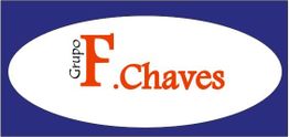 Logotipo do Grupo F. Chaves em oval branco com fundo azul.