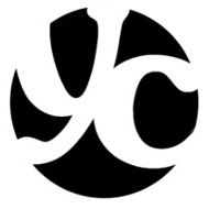 Abstraktes, kreisförmiges Logo mit schwarzen und weißen Elementen.