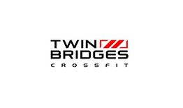 "Twin Bridges CrossFit logo with red double bridge design above the text."