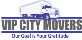 Moving company logo with a truck and the text "VIP City Movers. Our Goal is Your Gratitude."