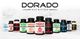 Dorado Nutrition supplement bottles in a row on a marble background.