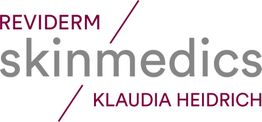 Klaudia Heidrich skinmedics Logo mit Schriftzug in Grau und Dunkelrot.