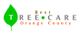 Logo for Best Tree Care Orange County with a green leaf and text design.
