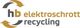 Logo von "hb elektroschrott recycling" mit zwei Kreispfeilen.