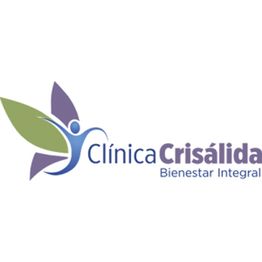 Logotipo de la Clínica Crisálida con el texto "Bienestar Integral" y un diseño de mariposa.