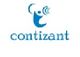 Blue logo with a stylized letter 'C' and human figure, text reads "contizant".