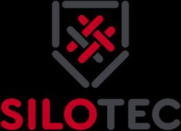 Logo mit dem Wort "SILOTEC" und einem grafischen Symbol in Rot und Grau auf schwarzem Hintergrund.