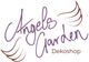 "Logo mit lila Schriftzug 'Angels Garden Dekoshop' und Engelsflügel-Motiven."